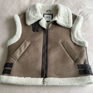 Zara Vest, Faux Suede & Sherpa Lining